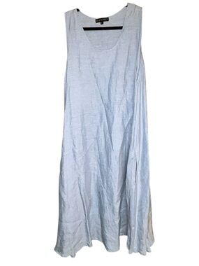 XL Linen Light Blue Sleeveless Maxi Dress